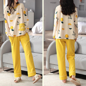 Loose Print Pajamas Women Autumn Winter Pyjama Set Long Sleeves