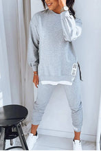 Charger l&#39;image dans la galerie, Women&#39;s Sports Suit Fashion Slit Design Sweatshirt Top And Slim-fit Trousers Sweatpants Casual Two Piece Set Outfit