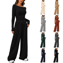 Cargar imagen en el visor de la galería, Casual Suit Asymmetric Long-sleeved T-shirt Wide-leg Pants Sportswear