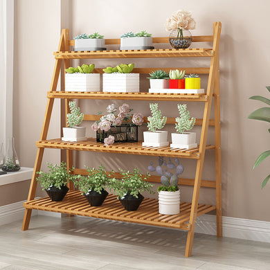 Balcony Flower Stand Wooden Multi-layer Indoor Floor Rack