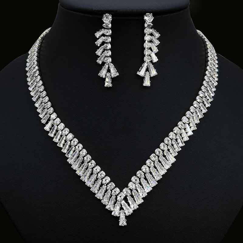 Elegant Fashion Zircon Necklace Earring Set for Occasions