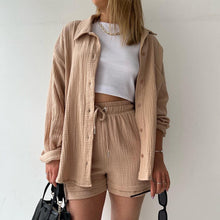 Load image into Gallery viewer, Long Sleeved Shirt Casual Two-piece Set