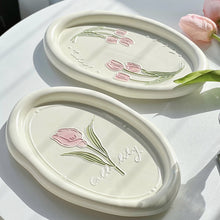 Charger l&#39;image dans la galerie, Common Calla Tulip French Relief Ceramic Plate Tableware