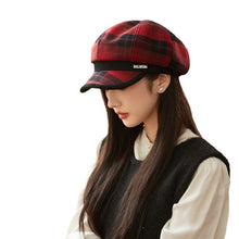 Load image into Gallery viewer, British Style Retro Plaid Octagonal Hat Autumn And Winter