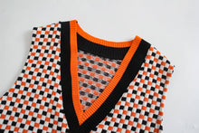 Laden Sie das Bild in den Galerie-Viewer, Patchwork Retro Check Vest Vest Sweater