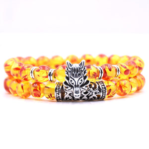 8mm Lava Stone Bracelet Alloy Faucet Bracelet Set