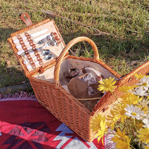 Large Capacity Outdoor Rattan Woven Picnic Basket