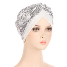 Load image into Gallery viewer, New Multi-color Sequins Before And After A Needle Sequins Turban Hat