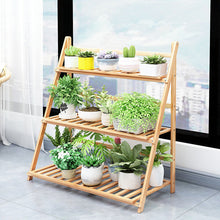 Charger l&#39;image dans la galerie, Balcony Flower Stand Wooden Multi-layer Indoor Floor Rack