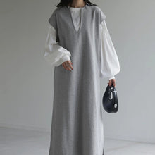 Charger l&#39;image dans la galerie, Autumn Winter Japanese And Korean V-neck Woolen Dress