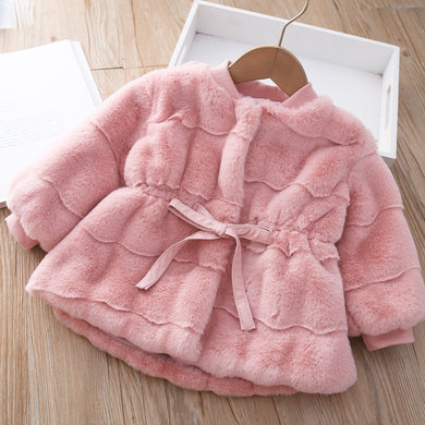 Fashion New Style Fur For Little Girl Mink Fluffy Kids Coat