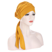 Cargar imagen en el visor de la galería, Pure Color Crystal Hemp Long Tail Bow Turban Hat