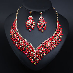 Creative Crystal Collarbone Necklace Earring Set for Occasions