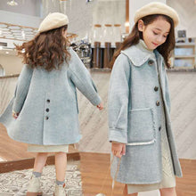 Charger l&#39;image dans la galerie, Older Children&#39;s Fashionable Mid-length Girl Woolen Coat