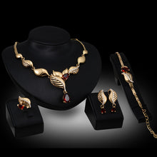 Charger l&#39;image dans la galerie, Set Crystal Leaf Earring Necklace Four-piece Accessories