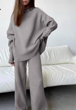 Charger l&#39;image dans la galerie, 2 Pieces Women Sets Knitted Tracksuit Turtleneck Sweater