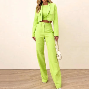 Fashion Casual Loose Solid Color Trousers Two-piece Set