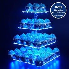 Charger l&#39;image dans la galerie, 4-layer Thickened Square Acrylic Luminous Cake Stand Led Lights Wedding Holiday Display Stand Candy Stand Wedding Props