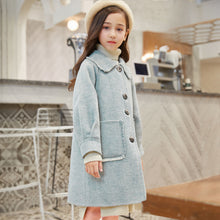 Charger l&#39;image dans la galerie, Older Children&#39;s Fashionable Mid-length Girl Woolen Coat