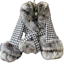 Cargar imagen en el visor de la galería, Fur Coat Women&#39;s Short Houndstooth Fur Collar Silver Fox Fur Jacket