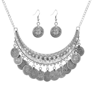 Punk Coin Necklace Earring Set Necklace Accessories set for Occasions