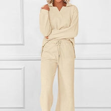 Load image into Gallery viewer, Solid Color Texture Fashion Casual Set Long-sleeved Sweater And Trousers Two-piece Set