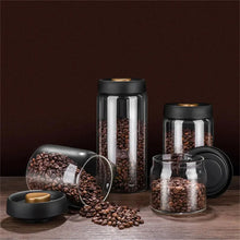 Laden Sie das Bild in den Galerie-Viewer, Vacuum Sealed Jug Set Black Coffee Beans Glass Airtight Canister Kitchen Food Grains Candy Keep Good Storage Jar Set Kitchen Gadgets