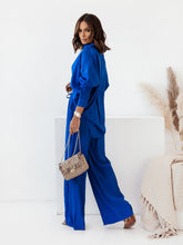 Cargar imagen en el visor de la galería, Women's Loose Solid Color Long-sleeved Shirt Casual Suit