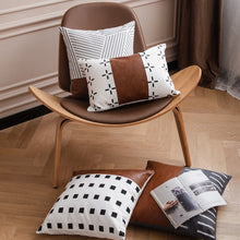 Cargar imagen en el visor de la galería, Light Luxury Bohemian Leather And Cotton Sofa Cushion Cover Car Pillow Cover