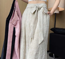 Laden Sie das Bild in den Galerie-Viewer, Ice Silk Tie-dyed Linen High-waisted Wide-leg Pants