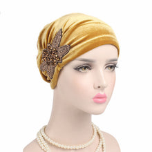 Charger l&#39;image dans la galerie, Beaded Flower Accessories Turban Hat Velvet Pleated Hood