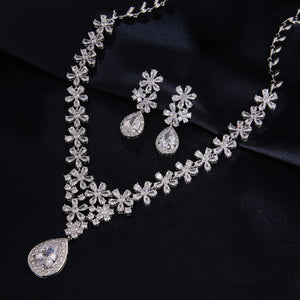 Crystal Earring Necklace Two Piece Set for occasions