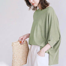 Load image into Gallery viewer, Japanese 6-color Cotton Batwing Sleeve Oversized Loose T-shirt For Women