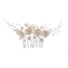 Cargar imagen en el visor de la galería, Bride Pearl Hair Comb Necklace Earring Set for Occasions