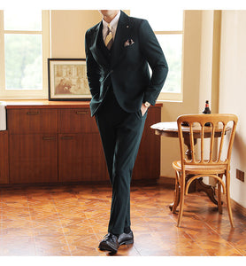 High-end Wedding Bridegroom Suit Closure Collar Suit Three-piece Suit Men