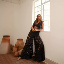 Charger l'image dans la galerie, Solid Color Cutout Midriff Outfit Deep V-neck Sleeveless Split Two-piece Set trouser