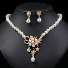 Charger l&#39;image dans la galerie, Pearl Flower Necklace Earring Set for Occasions