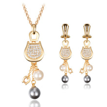 Cargar imagen en el visor de la galería, Alloy Necklace and Pearl Earrings Set for Occasions