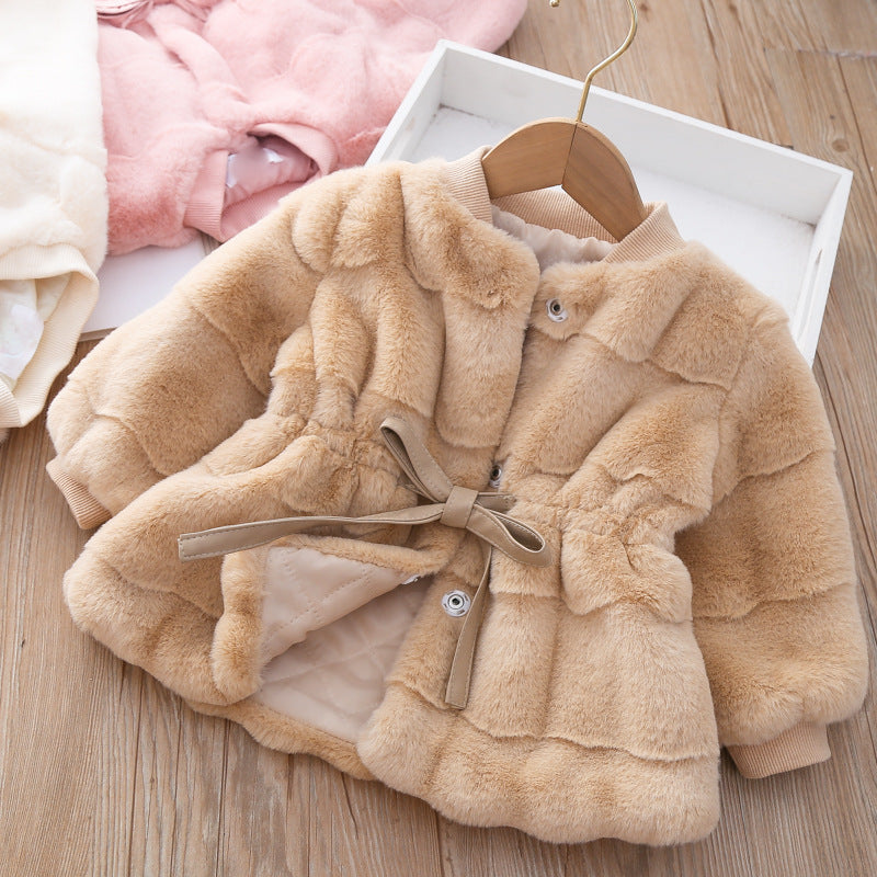 Fashion New Style Fur For Little Girl Mink Fluffy Kids Coat