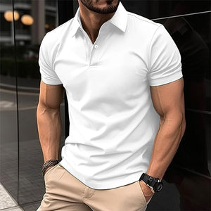 Samo Zaen Polo Shirt Men Solid Color Button Lapel Button Top