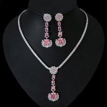 Cargar imagen en el visor de la galería, Light Luxury Premium Zircon Pendant Necklace Earring Set