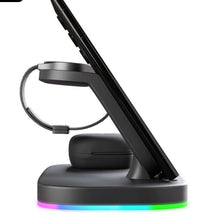 Charger l&#39;image dans la galerie, Vertical Wireless Charger Wireless Dock 3in1 Mobile Phone Headphone