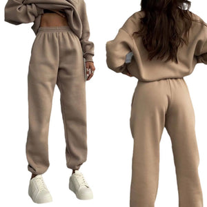 All-matching Thickened Long-sleeved Sweater And Trousers Sport Two-piece Set