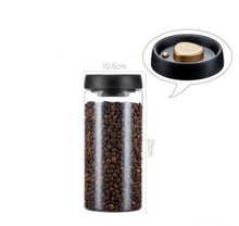 Laden Sie das Bild in den Galerie-Viewer, Vacuum Sealed Jug Set Black Coffee Beans Glass Airtight Canister Kitchen Food Grains Candy Keep Good Storage Jar Set Kitchen Gadgets