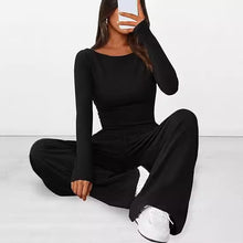 Cargar imagen en el visor de la galería, Casual Suit Asymmetric Long-sleeved T-shirt Wide-leg Pants Sportswear