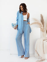 Cargar imagen en el visor de la galería, Women's Loose Solid Color Long-sleeved Shirt Casual Suit