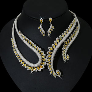 INS Wind Zircon Necklace Earring Set for Occasions