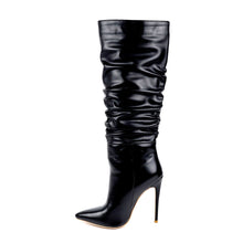 Load image into Gallery viewer, Pleated Pointed Toe Stiletto High Heel High-heeled Women&#39;s Boots