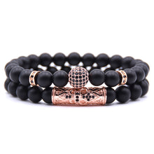 Cargar imagen en el visor de la galería, Natural frosted stone micro-inlaid ochre ball long tube double-layer energy bracelet - FUCHEETAH