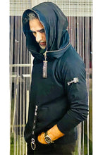 Charger l&#39;image dans la galerie, Fabioogo Black Jumper  HOODY Short with Zipper Head Double Layers